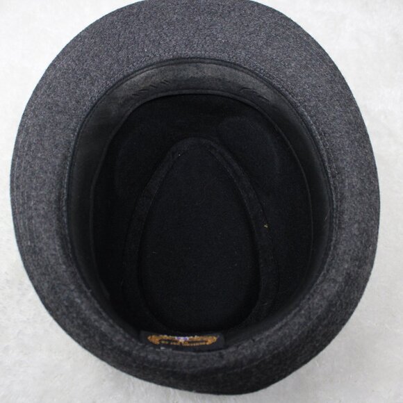 Henschel Hat Fedora Mens Large Gray Viscose/Wool Blend w/ Black Ribbon Band Cap - Picture 7 of 10